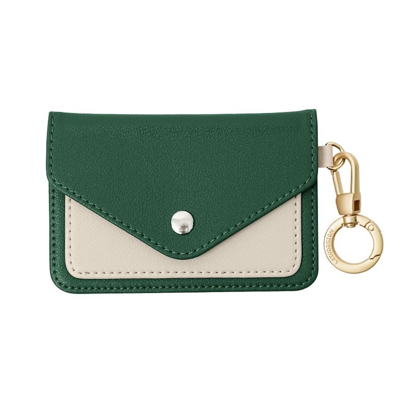 Cute Everyday Card Holder for Women & Girls with Belt Loop,Slim Wallet with Metal Clasp for Transit Cards,ID,Gym Access,Organizer Gifts for Girls(Green)