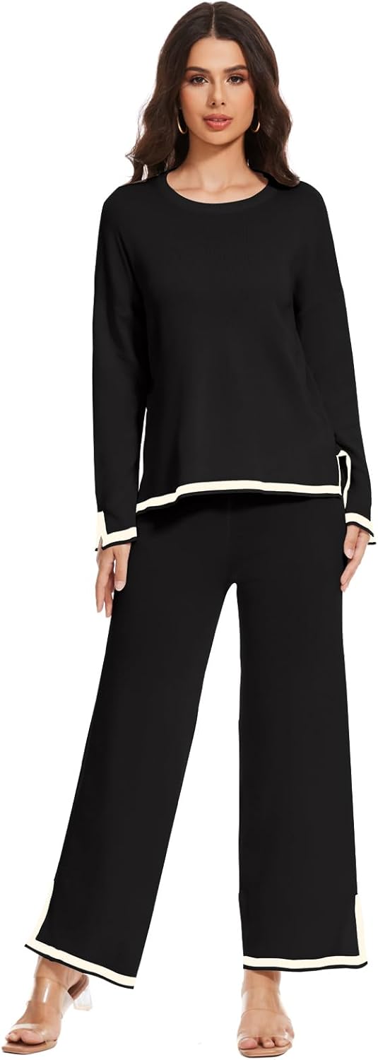 Womens Lounge Sets Knit Long Sleeve Sweater Pajama Sets Sweatsuits 2 Piece Pant Sets Casual Tracksuit Travel Outfits - Image 5