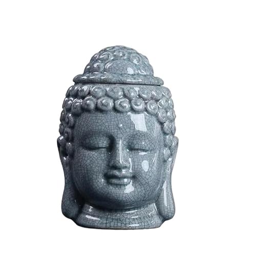 FGJsfhrDTU Glass Storage Jars, Buddha Ceramic Tea Jar Caddy Storage Tank Sealed Container Candy(A)