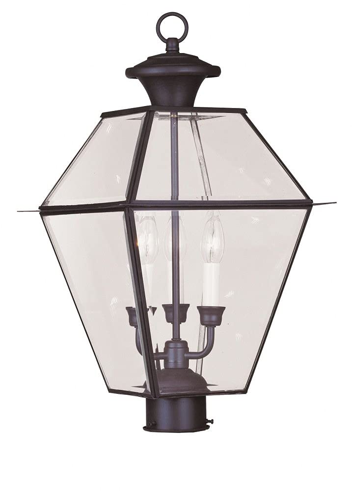 (similar) Livex Lighting Lantern 2384-07 Westover 3-Light Outdoor Post Head, Bronze, 21.50x12.00x12.00