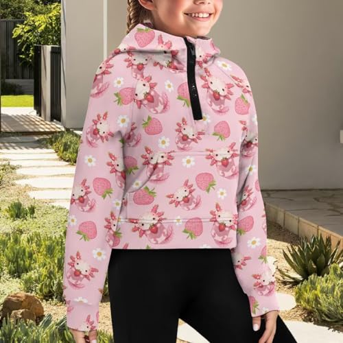 Girls Hoodies Half Zip Pullover with Soft Fabric Long Sleeve Breathable Fall Sweatshirts for Age 5-14 Years4