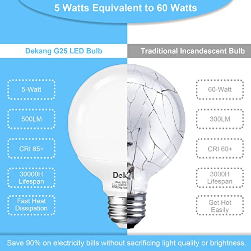 Image of 20 Pack LED Globe Light Bulbs 5000K Daylight E26 Base 60W Equivalent | 500LM, 5W, CRI 85+, Non-dimmable Standard Base LED Globe Light bulbs for Bathroom Vanity Mirror