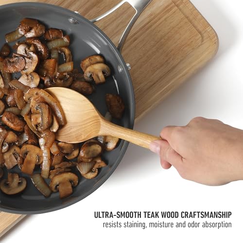 Image of Calphalon Prime 7-Piece Silicone and Teak Wood Kitchen Tool Set, Stainless Steel Kitchen Utensil Set, Kitchen Spoon And Spatula Set, Heat Resistant Non-Slip Kitchen Gadgets Set - Taupe