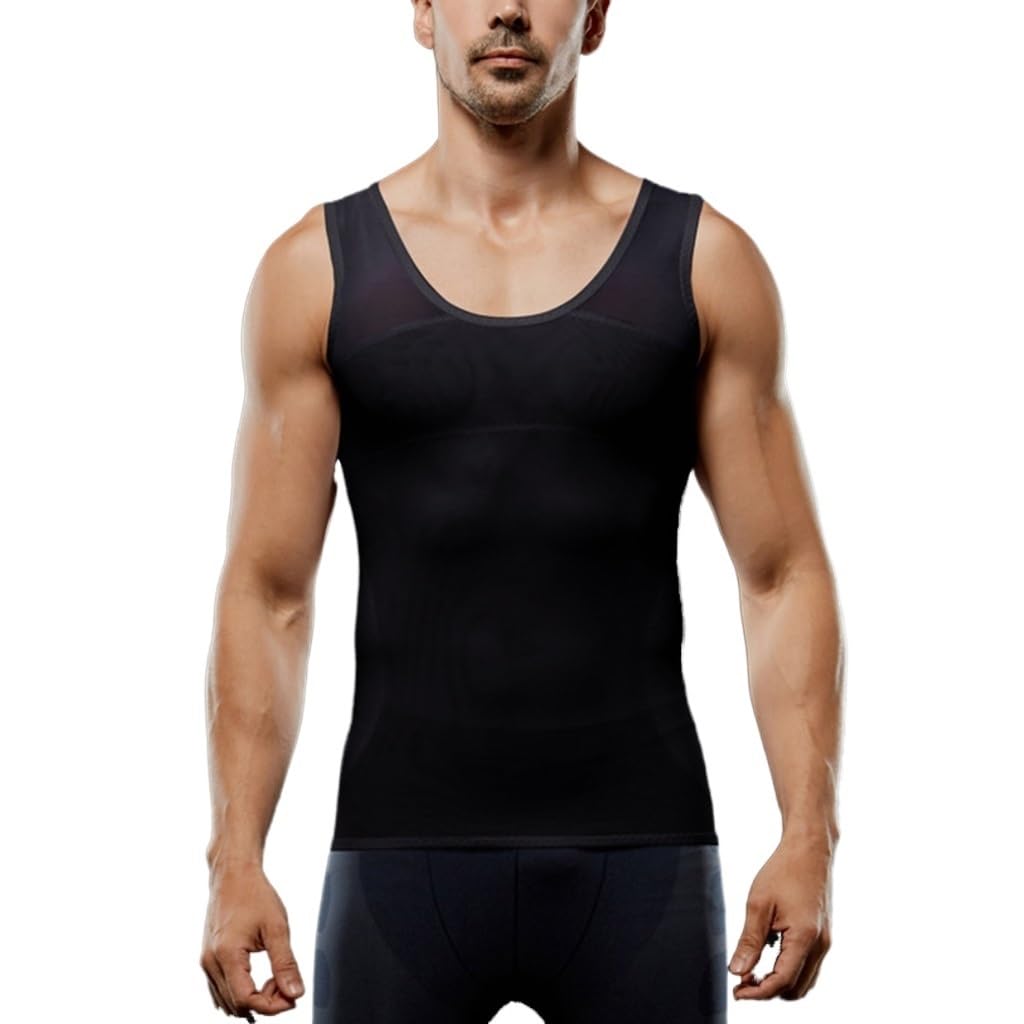 HLTYGWX Męska bielizna modelująca Bezszwowa, ukryta podkoszulka pod biustem Kompresja biustu Talia Trener Tank Top