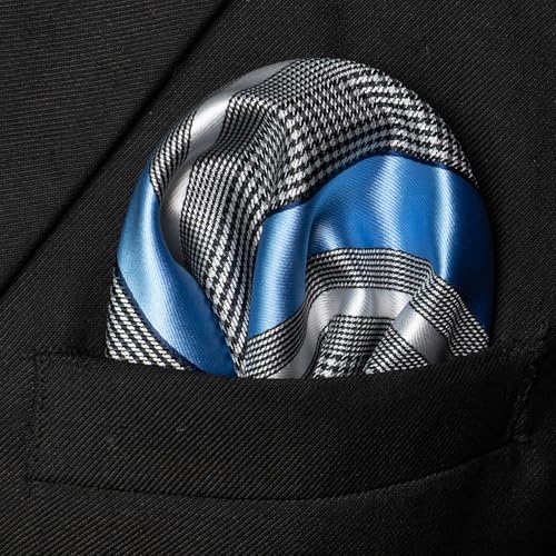 Image of JEMYGINS Mens Striped Tie and Lapel Pin Necktie Pocket Square and Tie Clip Sets for Business Casual 4PCS