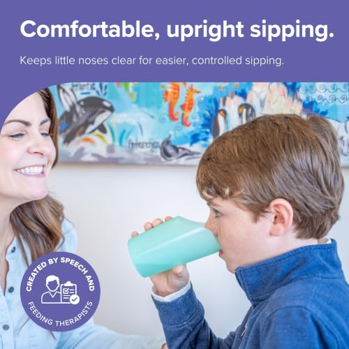 Image of TalkTools CutOut Nosey Cups - Drinking Glass for Stable & Fixed Position, Special Drinking Cups, Therapy Training Cups, Motor and Coordination Support (All 3 Sizes (Pink, Blue & Green))