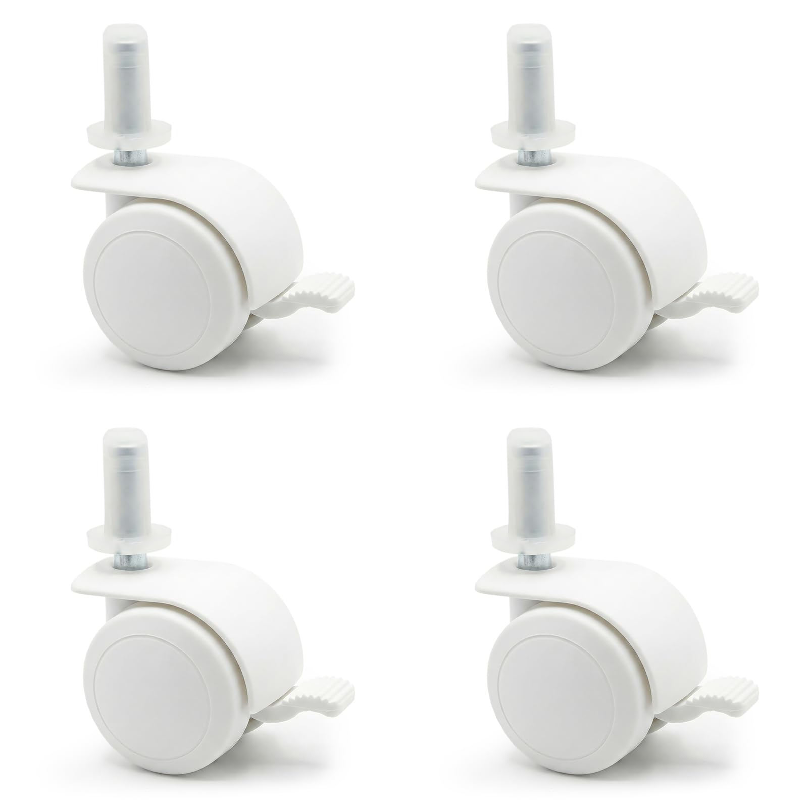 FabiMax 3117 Parkettrollensatz (4 Stück) mit Bremse für Kindermöbel, weiß