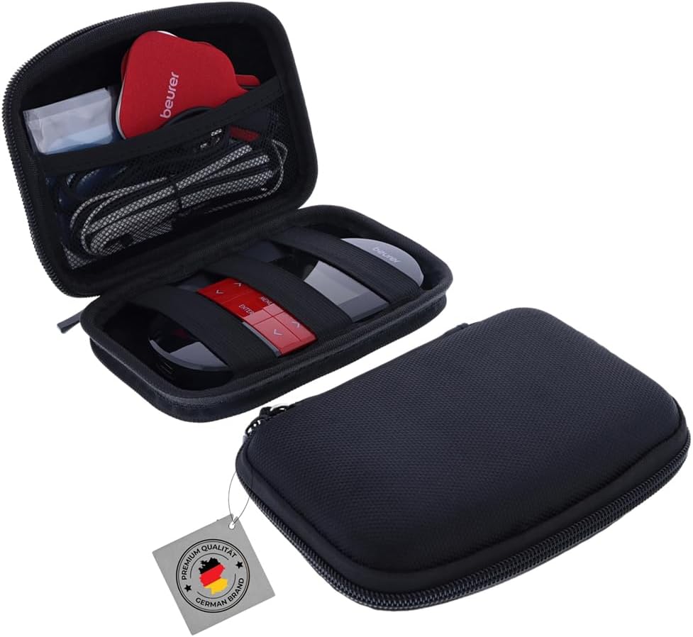 bag compatible with beurer em59 heat ems/tens storage back for stimulation current device protection portable hard travel accessories case storage case organizer black