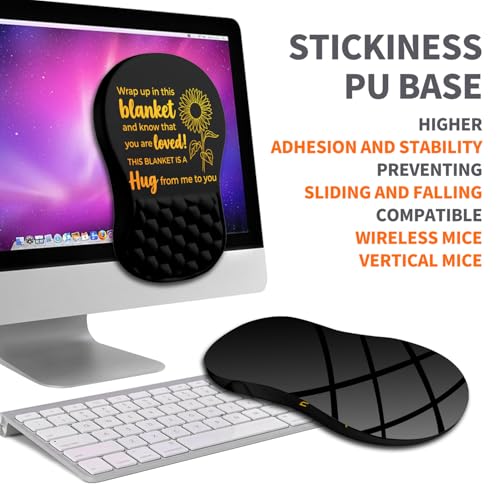 Image of Ergonomic Joint Wrist Support Mouse Pad with Memory Foam Cushion Massage Bump, Carpal Tunnel Pain Relief Mousepad Slope Design for Wrist Rest, 11.8x7.9 in, Hug You and Me