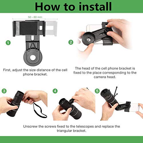 Monokular Teleskop 16 x 52 High Power Monokular Spektiv mit Handy-Stativ und Adapter-Halterung, wasserdichtes, mehrfach… – Bild 7