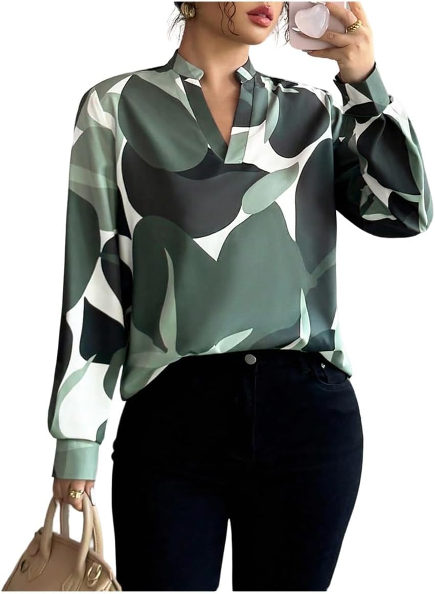 SweatyRocks Women's Satin V Neck Long Sleeve Blouses Dressy Casual Fall Going Out Work Business Shirts - Image 7
