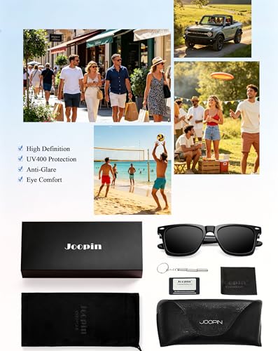 Image of Joopin Square Sunglasses Polarized UV Protection, Trendy Acetate Sun Glasses for Men Women Driving Beach
