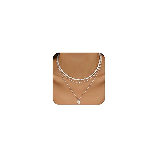 Layered Silver Plated Pearl Necklace Set