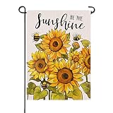 Artofy Be the Sunshine Summer Sunflower Small Decorative Garden Flag, Floral Flower Bumble Bee Yard