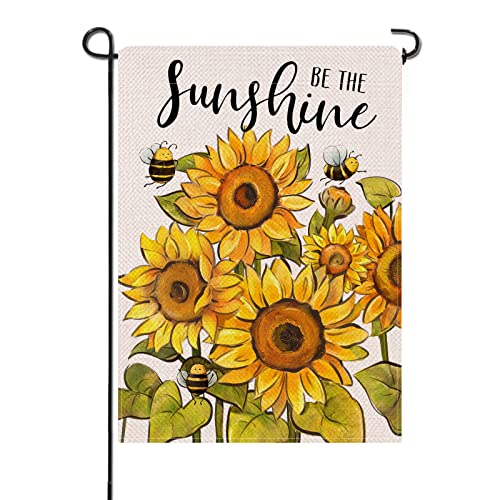 Artofy Be The Sunshine Summer Sunflower Small Decorative Garden Flag, Floral Flower Bumble Bee Yard Lawn Outside Decor, Spring Burlap Outdoor Home Decoration Double Sided 12 X 18 #TOP16