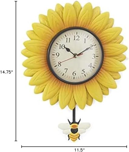 Miniatura 6 de Reloj de flores para colgar en la pared con número analógico, girasol