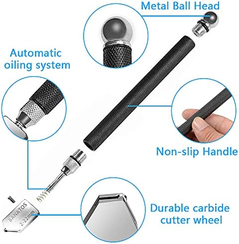 Bild 4 - Glasschneider & Fliesenschneider 2-22mm für Dickes Glas Fliesen Spiegel Mosaik Schneiden- Glasschneide-Werkzeug mit Ergonomischer Griff und Austauschbaren 3 Hartmetall-Schneidköpfen