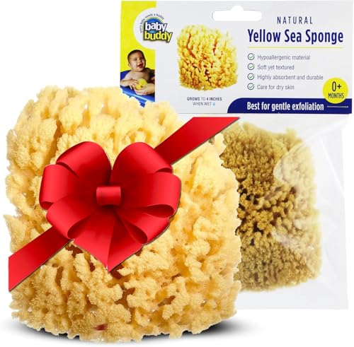 Baby Buddy Baby Bath 4in Yellow Sea Sponge, Absorbent...