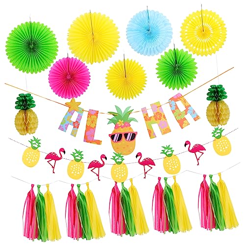 Flamant et ananas en banderoles pour votre fête hawaïenne et buffet thématique aloha