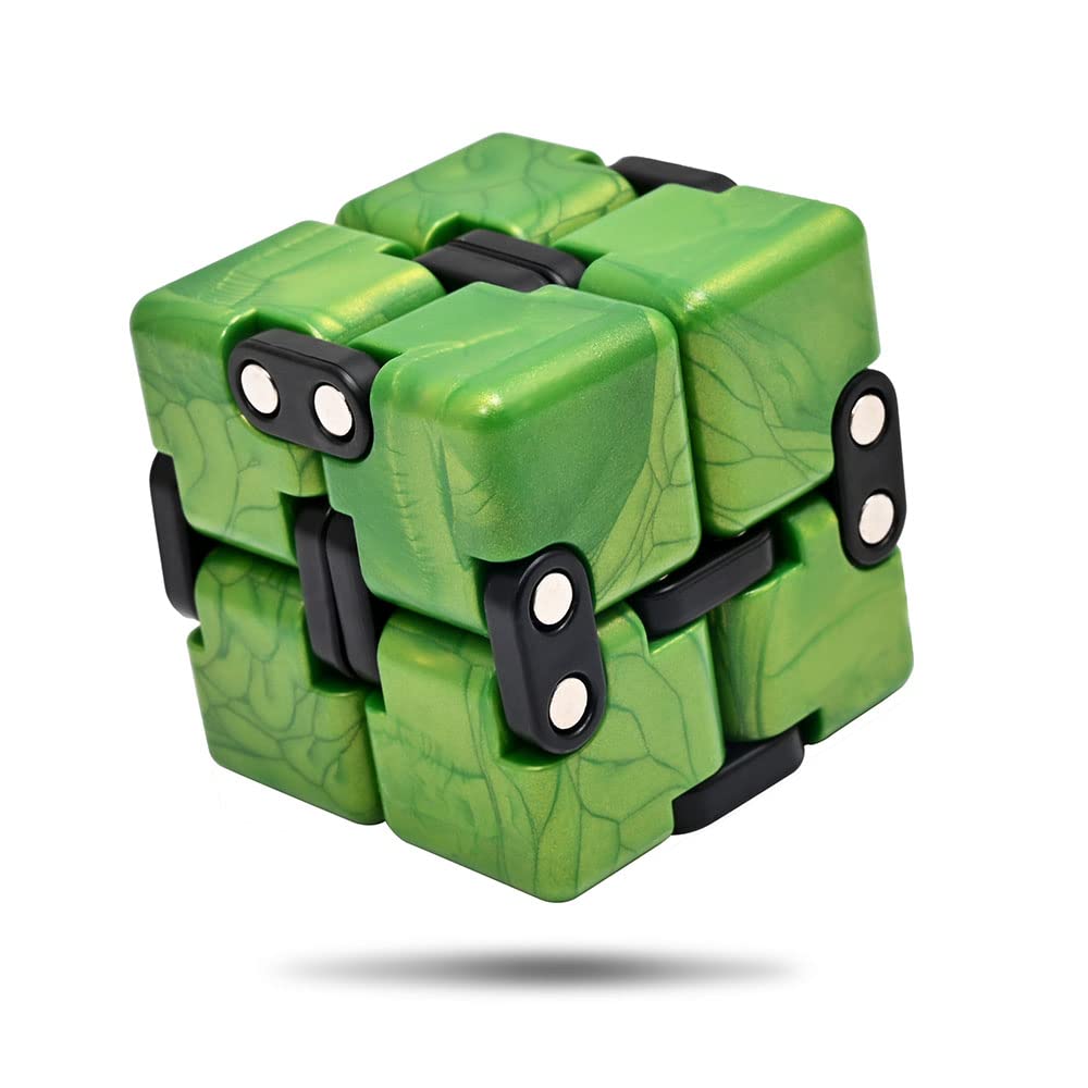 BroMoCubeQY Infinity Cube Descompression Toy Puzzle Cube Blocks Finget Toy Best for Anti Stress Anxiety (Emerald Green)