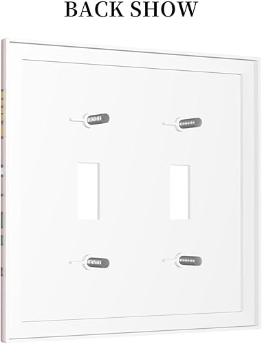 Miniatura 4 de Cubierta de interruptor de luz de palanca doble de 2 cuadras, color rosa, hongos, flores, placa de pared, placa frontal eléctrica, retro, años 70,