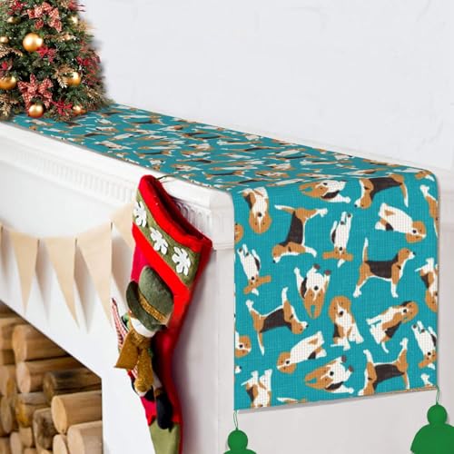Chemin de table imprimé chiens style ferme lot de 2 pour décoration champêtre