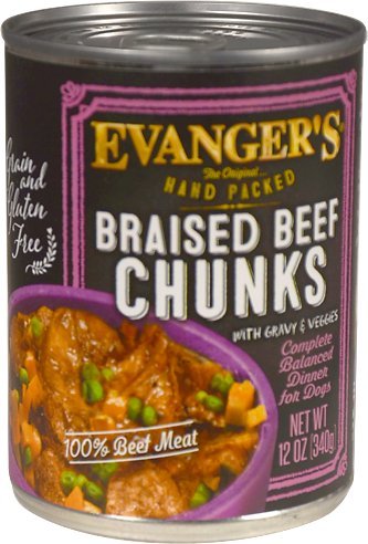Ração Úmida para Cães Evanger's com Pedaços de Carne Bovina e Molho, Pacote com 12