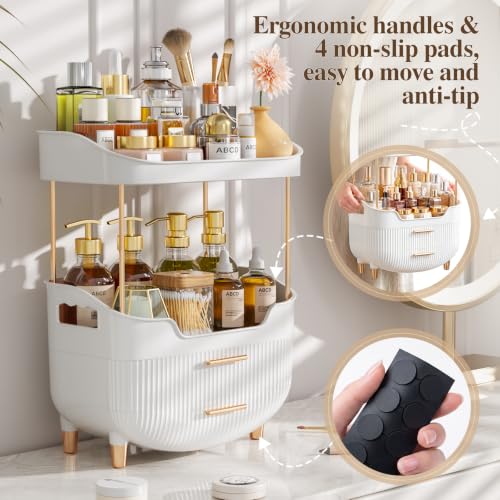 Image of caktraie 4-Tier Makeup Organizer Bathroom Countertop Storage White