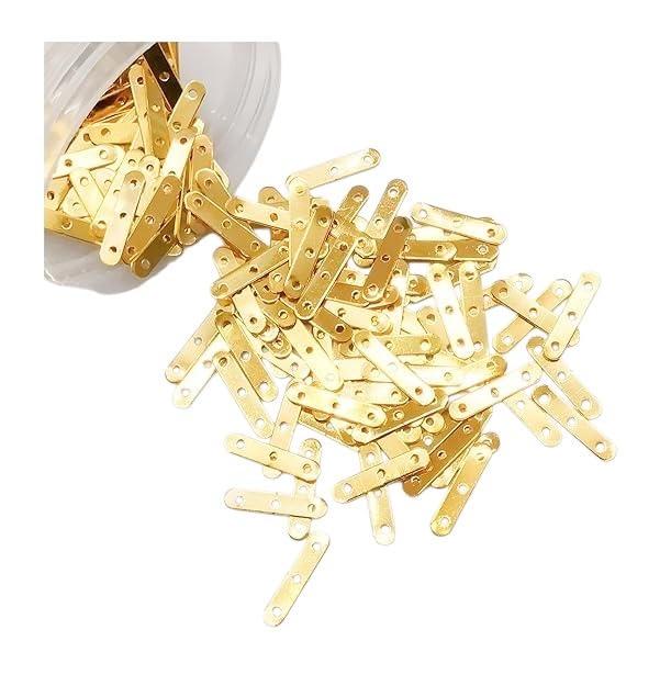 Jaipri Golden Finish Connector Beads Spacer Charms for Jewellery Making (3 Hole Patti) (Size:- 16x4 mm, Pack of 20 Pieces)-image-47