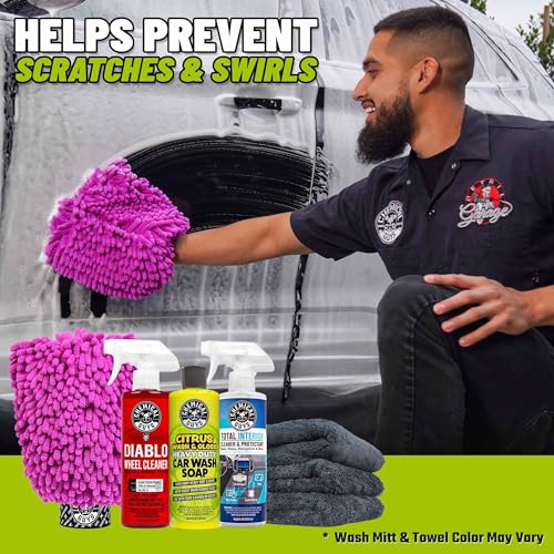 Image of Chemical Guys Car Wash And Interior Detailing Kit With Storage Bag Car Wash Soap, Wheel Cleaner, Interior Spray, Microfiber Towels And Wash Mitt