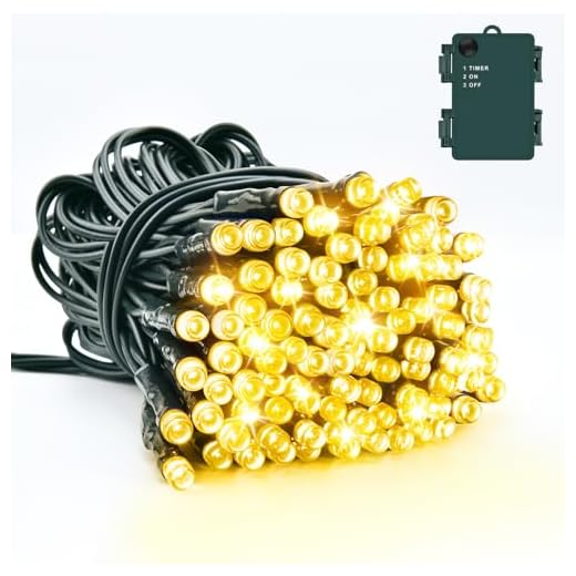 Dalugo Guirlande Lumineuse, 5M 50 LED Blanc Chaud avec Câble Vert et Minuterie 6h, IP65 Étanche Guirlande LED à Piles pour les Décorations de Noël d'intérieur et d'extérieur