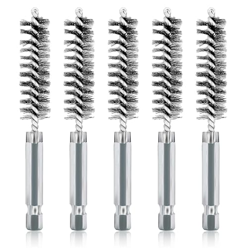 Image of 5Pcs 1 /2 inch Stainless Steel Wire Bore Brush for Power Drill Cleaning