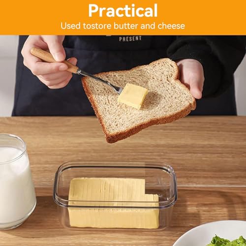 2 in 1 Piatto Di Plastica per Burro, Scatola Di Burro Burriera Da Frigo Trasparente Dispenser Contenitore Burro Frigo Con Coperchio E Filo Da Taglio per Ermetica per Tutti I Tipi Di Burro - immagine 4