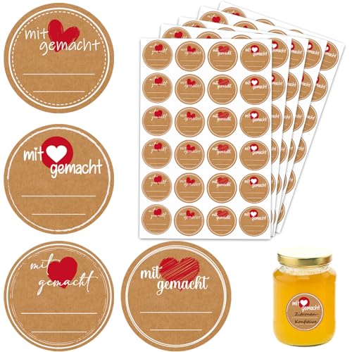 Marmeladen Etiketten 120 Stück Kraft Handmade Aufkleber zum Beschriften Rund Etiketten Marmeladengläser Weihnachten Klebeetiketten Selbstklebend für Flaschen Briefe Geschenke(4cm)