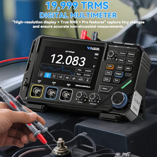 DewinLVD Oszilloskop, 2D15P Oszilloskop Multimeter 100MHz Bandbreite 3 in1 10MHz Signal Generator 4,5 stellige Präzision Multimeter 500MSPS AbtastrateTouchscreen Tastenbedienung