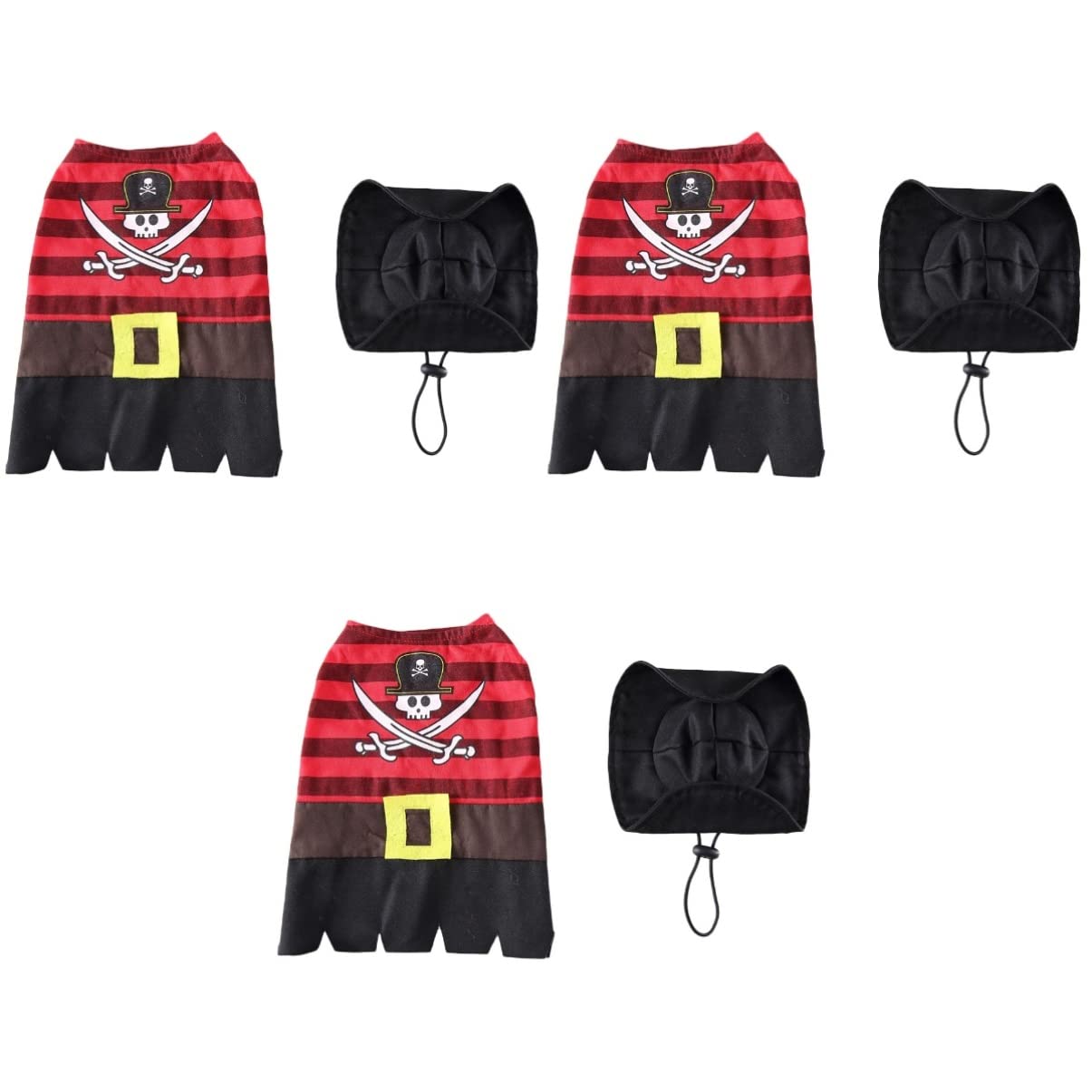 POPETPOP 3sets Costume Per Animali Domestici Da Pirata Completo Con Cappello Divertente Design Leggero e Confortevole Stile Unico Per Halloween e Feste Adatto Per Cani Di Piccola e Media