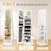 RELAX4LIFE Schmuckschrank, Schmuck Spiegelschrank stehend, Standspiegel mit LED-Lichtern, mit Ganzkörperspiegel, 3 Ablagen, 360° drehbar, abschließbar, mit Schlüsseln(Weiß)