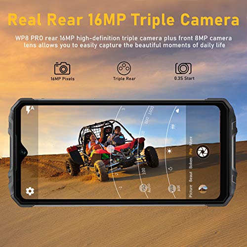 OUKITEL WP8 Pro (2020) Rugged Smartphone, 6.49” Display, 4GB 64GB Dual SIM IP68 Waterproof Unlocked Cell Phones, 16MP Triple Camera Android 10, 5000mAh Battery Face/Fingerprint ID, GPS NFC, Orange - Thumbnail 6