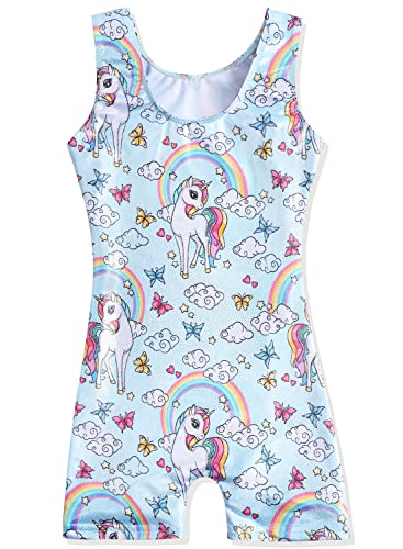 Image of HOZIY Gymnastics Leotards for Girls Unicorn Aurora Rainbow Mermaid Dinosaur Cupcake Sparkle Biketard Toddlers Kids Children