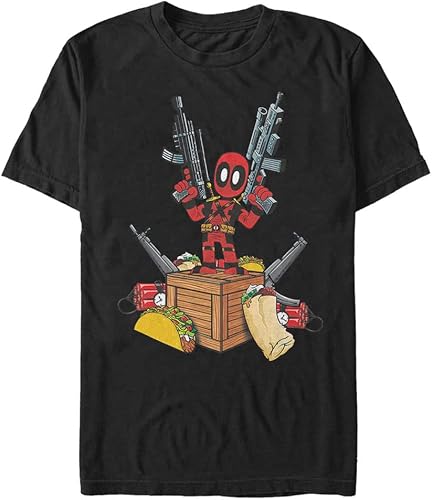 Marvel Big & Tall Classic Deadpool Fundamentals - Camiseta de manga corta para hombre, color negro, talla 3XL, Negro -