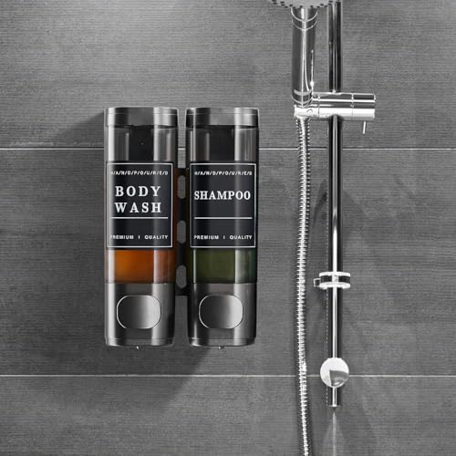 Image of Wall Mounted 3 in 1 Soap Dispenser Set, Shampoo Conditioner Body Wash Holder, Refillable Bathroom Shower Dispenser for Hotel & Home (2-Chamber)