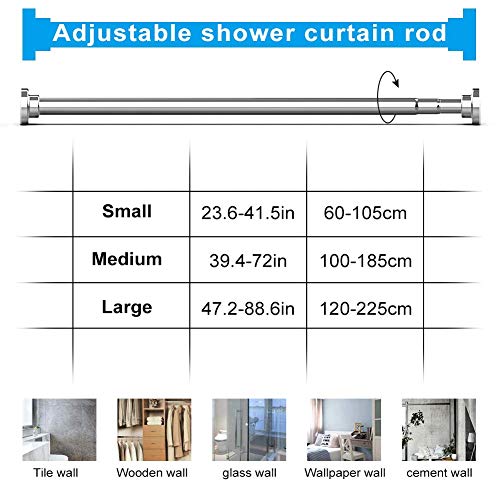 image for CovertSafe Shower Curtain Rod, 47-89 Inch Adjustable Tension Spring, S