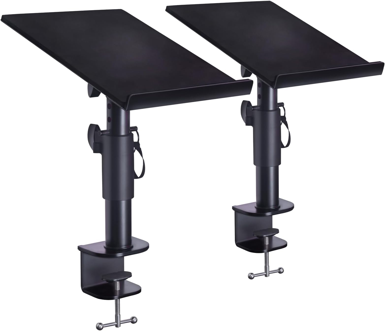 Liquid Stands Studio Monitor Stands - Music Studio Desktop Speaker Stand - 2 Pack 12x9 Clamp-on Adjustable Short or Tall Speaker Support for Music Booth Desk Audio Monitor Stand Mount with Tilt