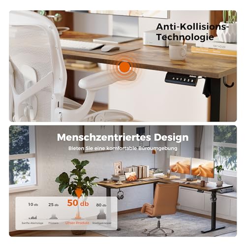 Image of Agilestic Triple Motors 73 inch x 60 inch L Shaped Standing Desk, Electric Standing Desk Adjustable Height, Extra Large Desktop Corner Table for Home Office, Gaming Workstation, Splice Board, Rustic Brown
