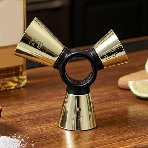 Taza medidora de cóctel precisa y resistente con diseño de tres extremos 4