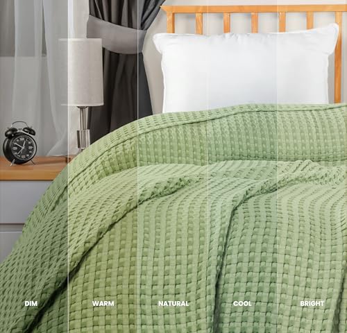 Image of Utopia Bedding 100% Cotton Waffle Weave Blanket King Size for Bed - Lightweight, Breathable Summer Blankets Soft and Cozy, Gifts for Women Home Room Decor (Sage Green, 90x108 Inch)