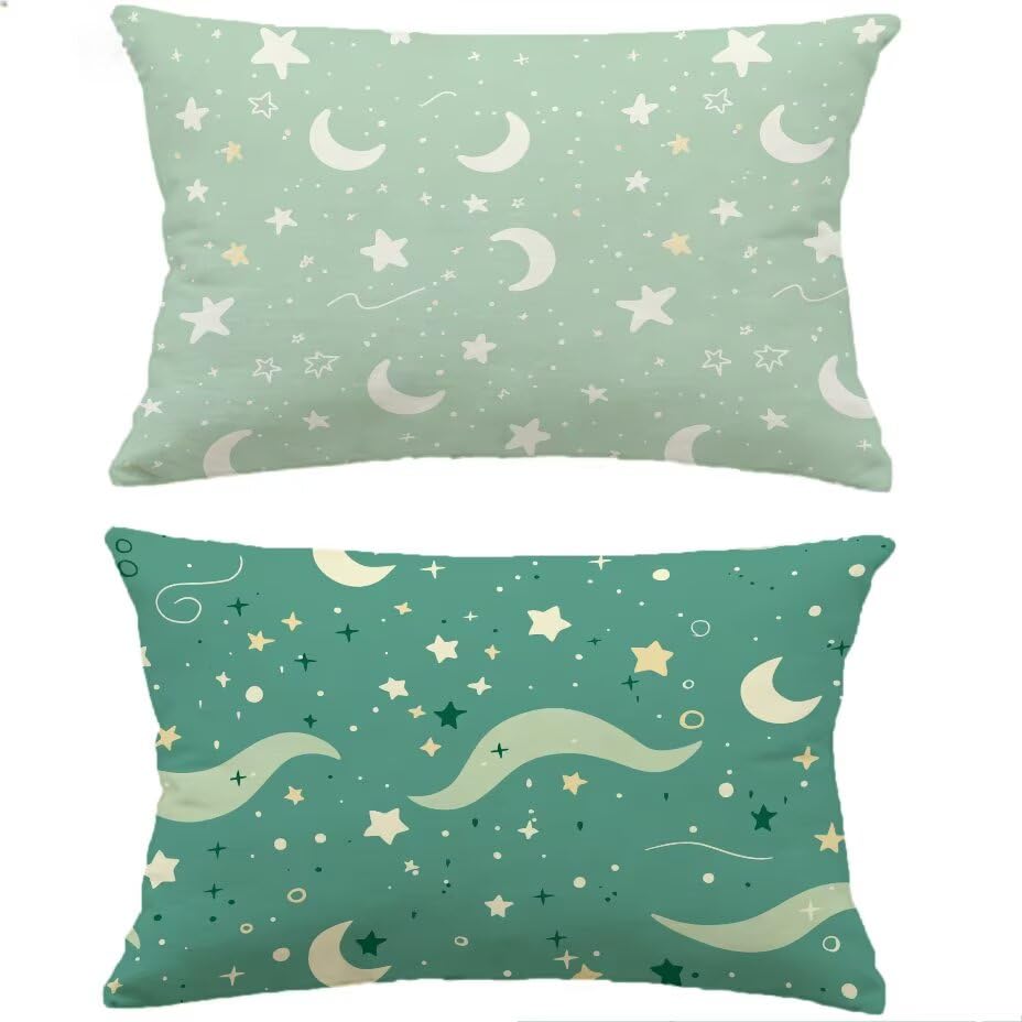 Housse de coussin extérieur 50x70 cm lot de 2 vert impérial effet lin