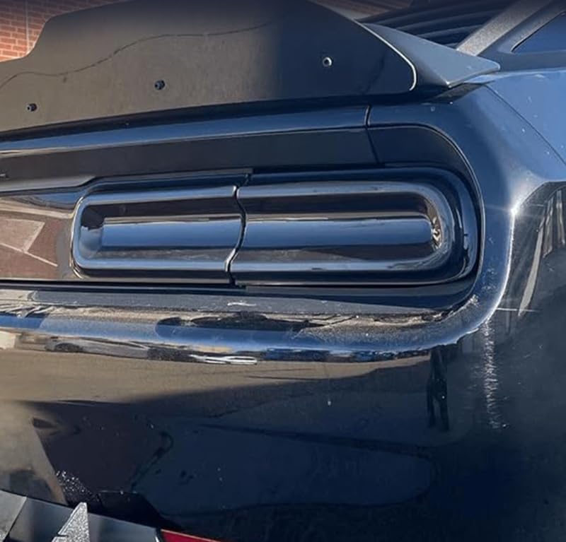 Toworldit 4pcs/Set ABS Exterior Accessories Smoked Tail Light Cover Trim Rear Lights Guards Protective Cover Compatible with Dodge Challenger 2015-20234