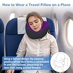 jiaao Neck Pillow Airplane, Memory Foam Travel Neck Pillows for Long Flight, 3D Eye Masks, Ear Plugs and Portable Drawstring Bag, Napping Pillow for Home, Road Trips, Sleep Rest and Travel Use - Image 5