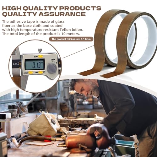 2 Stück Teflonband Hitzebeständiges Klebeband Auspuff Dichtband KaptonTape Selbstklebend PTFE Glasklebeband High Temp Klebeband Dichuntgsband 15mmx10mx0.18mm für Vakuumiergerät kabelbeschriftung